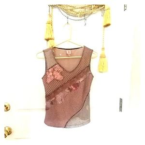 Red Card mauve mixed media tank